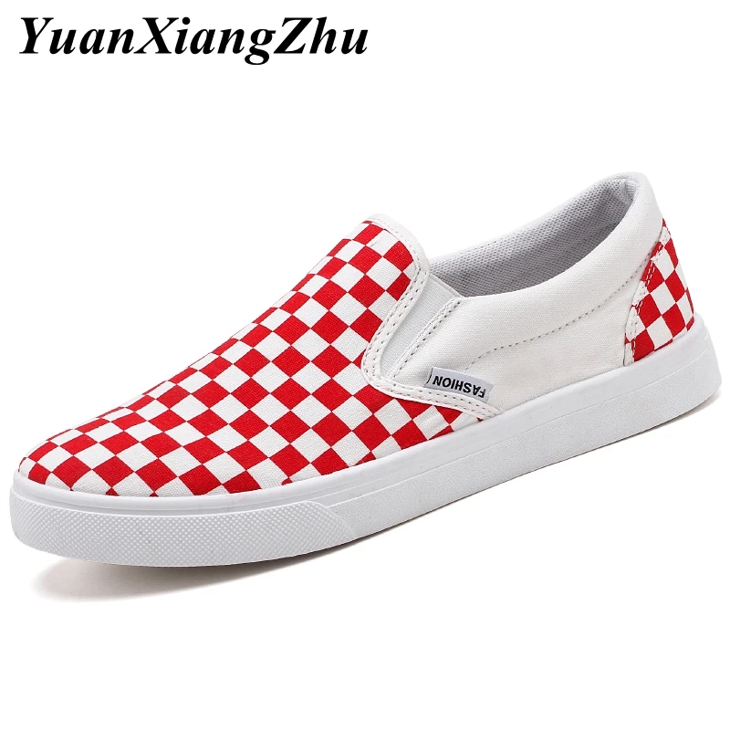 

Summer Breathable Canvas Shoes Man Loafers Fashion Plaid Casual Men Shoes Comfortable Slip On Flats Shoes Men's Driving Shoes