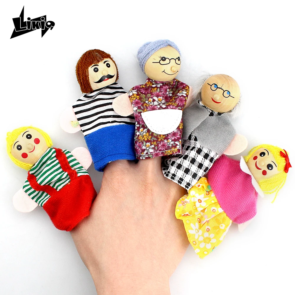 Likiq Cartoon Family Finger Puppets Story telling Doll Theater Show for