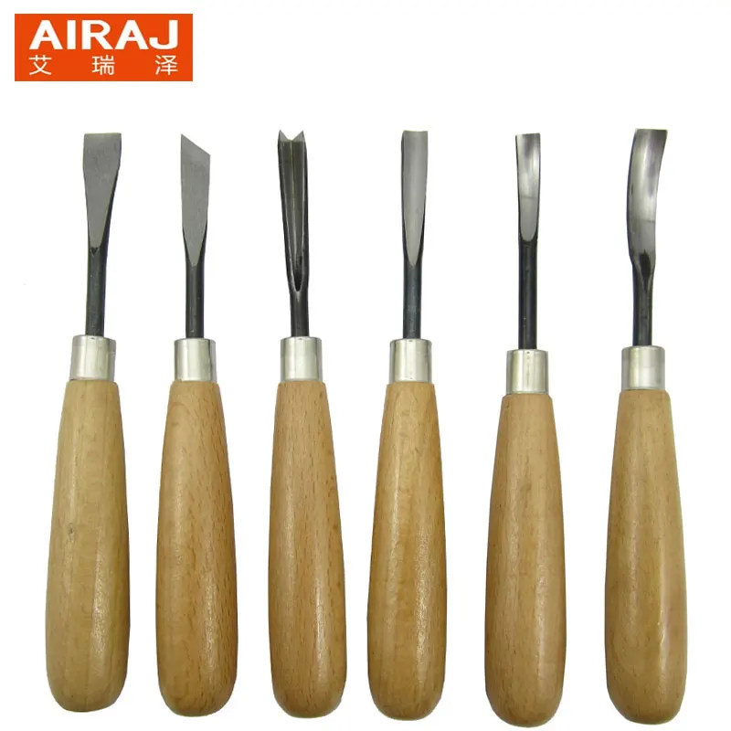 

AIRAJ 6Pcs/set Woodcut Scorper Carving Engraving Knife Tool Set Chrome Vanadium Steel Wooden Cutter Hand Tools Free Shipping