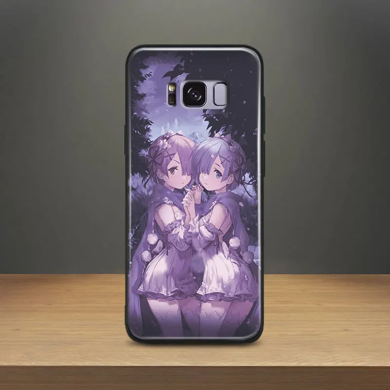 

Re Zero RAM REM Cute Anime Coque TPU Soft Silicone Phone Case Shell Cover For Samsung S7 Edge S8 S9 Plus Note 8 9