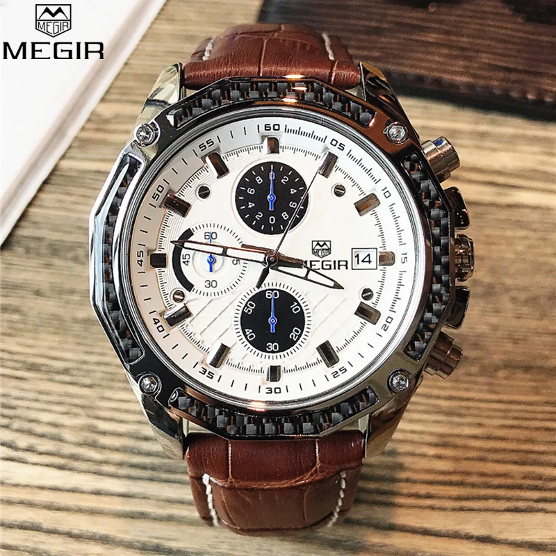 MEGIR альпинистские мужские часы с хронографом, модные повседневные светящиеся многофункциональные наручные часы с гравировкой, мужские часы, лучший бренд класса люкс