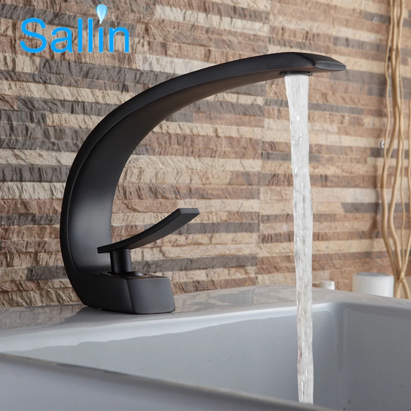 Unique Bathroom Faucet Brass Single Handle Basin Faucet Chrome Water Tap Mixer Black Bronze ...