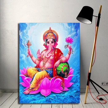 Tableau Ganesh fleur de lotus rose