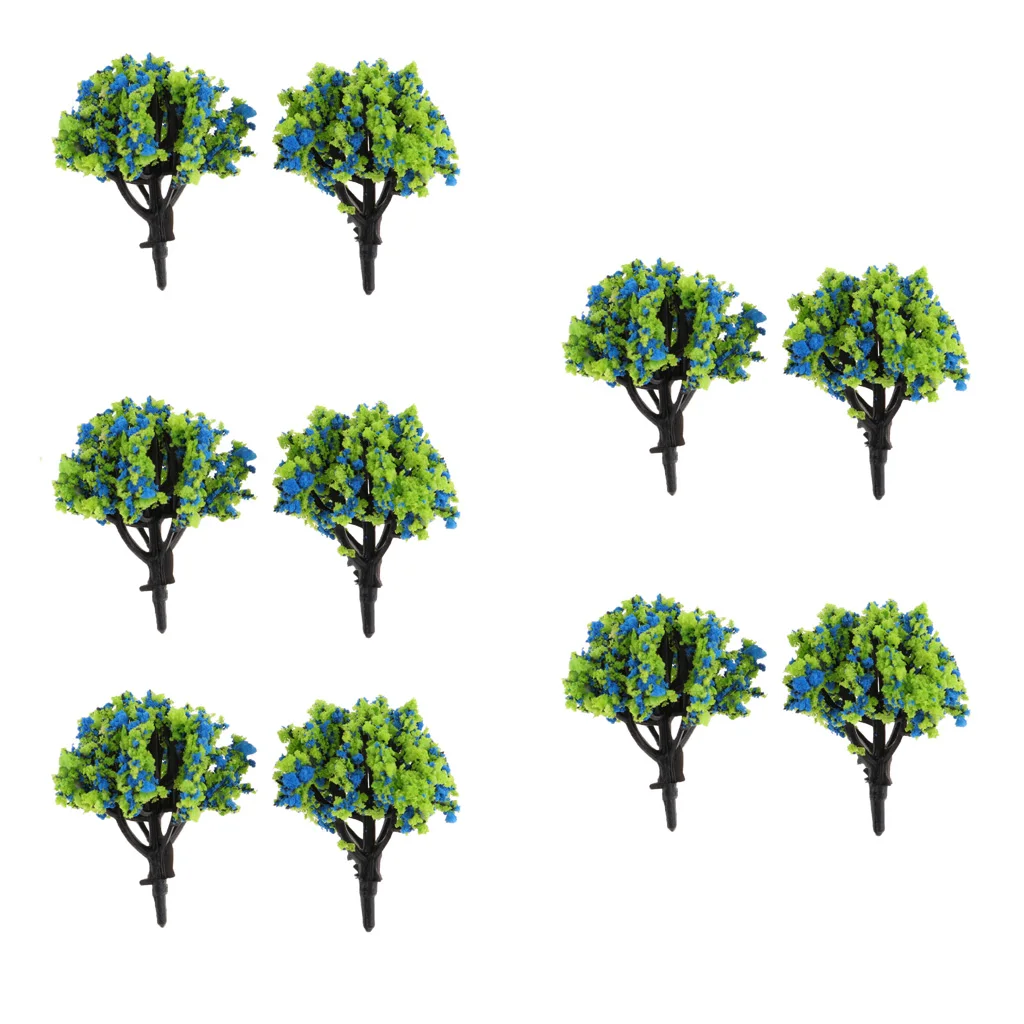 10pcs 1:200 Train Railroad Scene Scenery Diorama Wargame Landscape Model Trees Scale with Flowers Model Building Kits