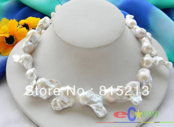 

N563 17" 25MM BAROUE WHITE KESHI REBORN PEARL NECKLACE 28% Discount NEW