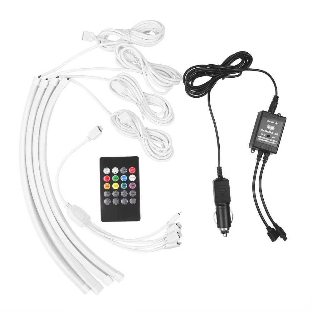 

Dongzhen LED Car Strip Light RGB Music Control 7 Color Atmosphere Lamp Car Interior Light Remote Control Car Styling