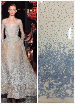 

Fashion french lace fabric african lace fabric with feather embroidery mesh tulle fabric