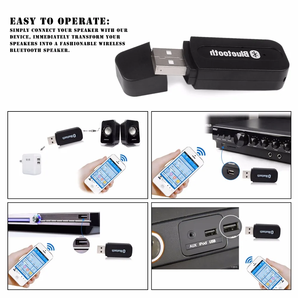 Универсальный USB беспроводной автомобильный bluetooth аудио адаптер 3 5 мм AUX стерео