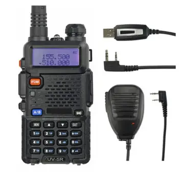

Baofeng UV-5R Kit 136-174/400-520MHz 2M/70cm Walkie Talkie 5W Portable Ham Radio + Remote Speaker + Programming Cable uv5r