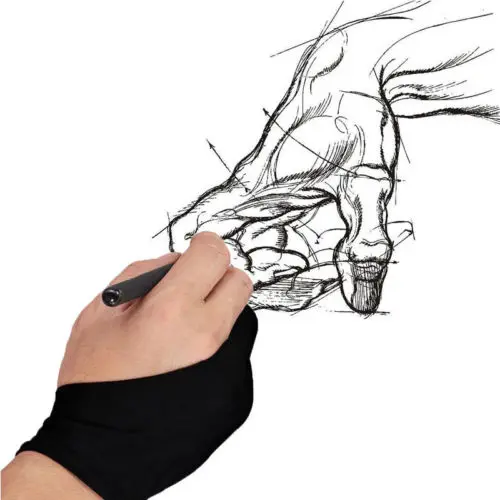2 FINGER PROFESSIONAL ARTIST WHITE GLOVE FOR DRAWING/SKETCHING ON TABLET/SCREEN 