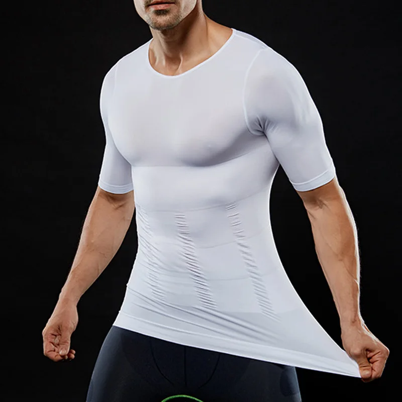  Men Compression T-Shirt Body Shaper Slimming Tops Elastic Muscle Tank Shapewear New