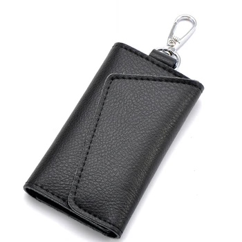 

Genuine Leather Keychain Men Women Key Holder Organizer Pouch Cow Split Car Key Wallet Housekeeper Key Case Mini Card Bag