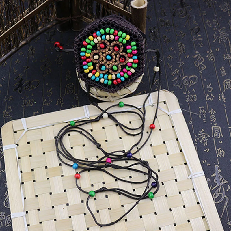 Women Coin Purse Coconut Shell Vintage Wallet Mini Hollow Zipper Money Holders Beading INS Popular Female Straw Bags CB0055 (4)