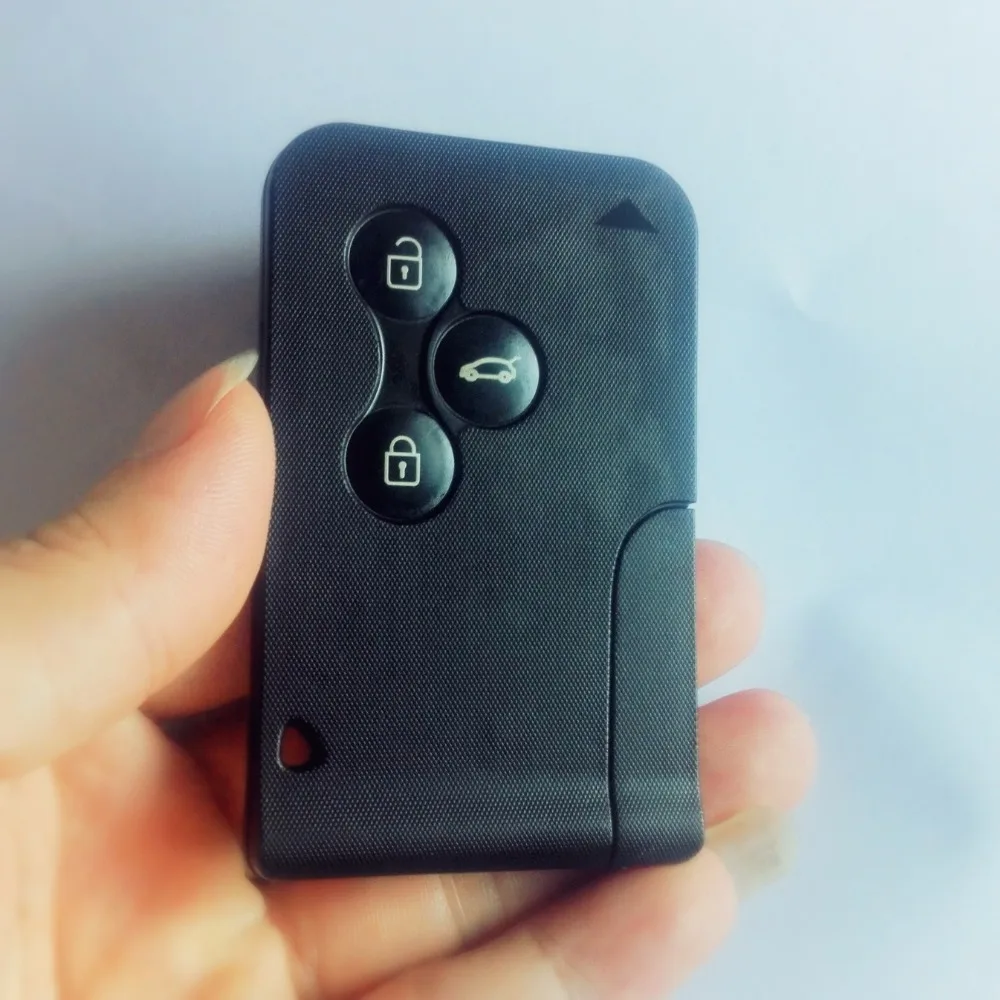 

3 Button Smart Card For Renault Clio Logan Megane 2 3 Koleos Scenic Card Case Black Car Key Fob Shell With Small Key