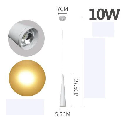 Светодиодный светильник в современном стиле для ресторана, передняя прикроватная тумбочка для спальни, коридора, креативная индивидуальность, черные одноголовые конусные подвесные лампы, освещение - Цвет корпуса: 10w white