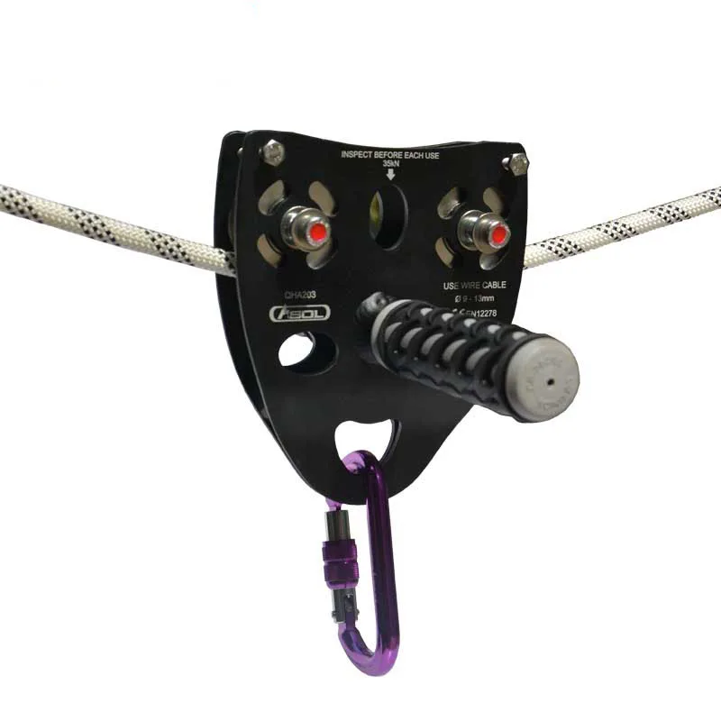 Rock Climbing Double Handle Pulley Aluminum alloy Steel Cable Pulley