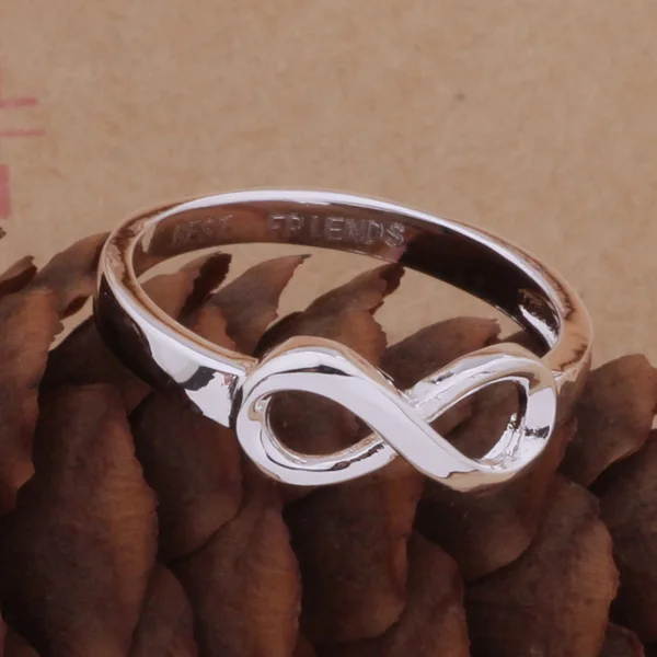 

Fashion Silver Jewelry Concise Ring Lucky Number 8 For Women Men AR321
