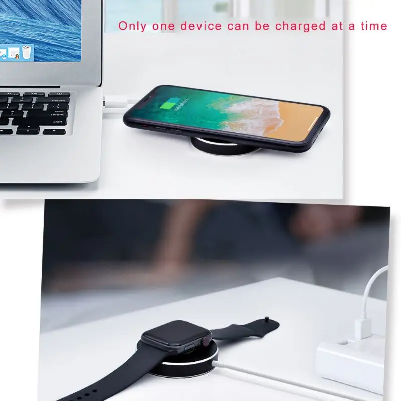 

2in1 USB Mini Qi Fast Wireless Charger Charging Pad for Apple Watch Series 1 2 3 4 for AirPods 2 for iPhone Samsung Huawei mate