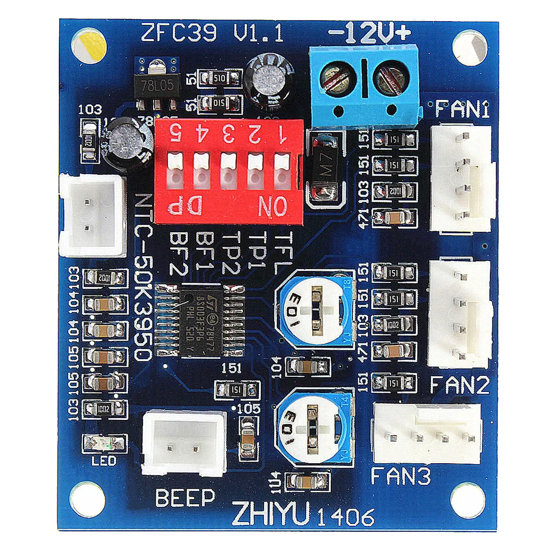 

12V PWM PC CPU Fan Temperature Control Speed Controller Module High-Temp Alarm
