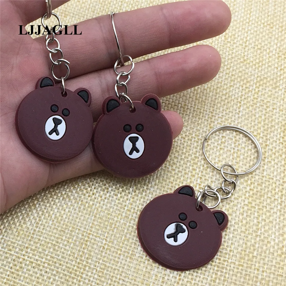 

LINE Hot brown bear Cartoon Key Chain Strap Trinket Key Ring Kids Toy Pendant Anime Figure Animal Charms Key Holder ATC006