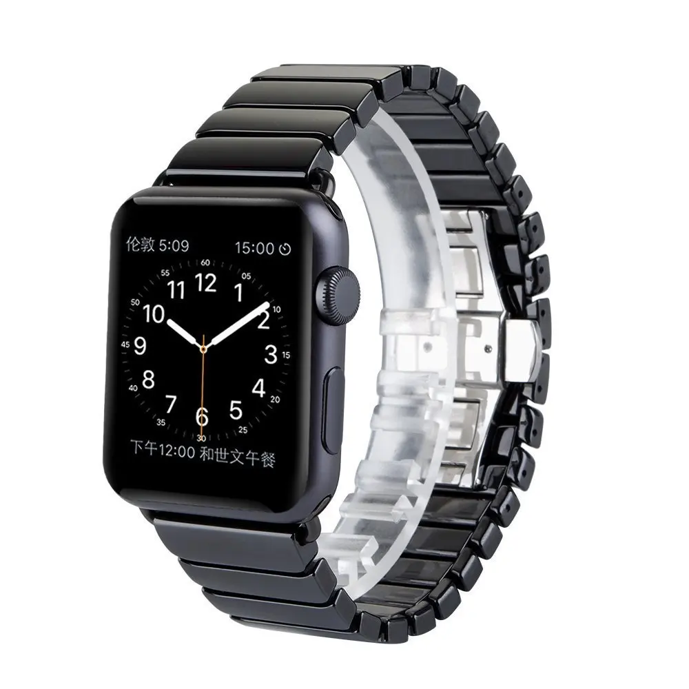 

Ceramic Watch Band for Apple Watch Band Adjustable Butterfly Buckle Strap for Apple Watch Series 1,2,3 Watch Band 38mm And 42mm