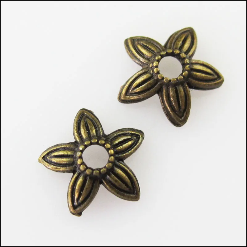 

70Pcs Antiqued Bronze Tone Leaf Star End Bead Caps Connectors 8mm