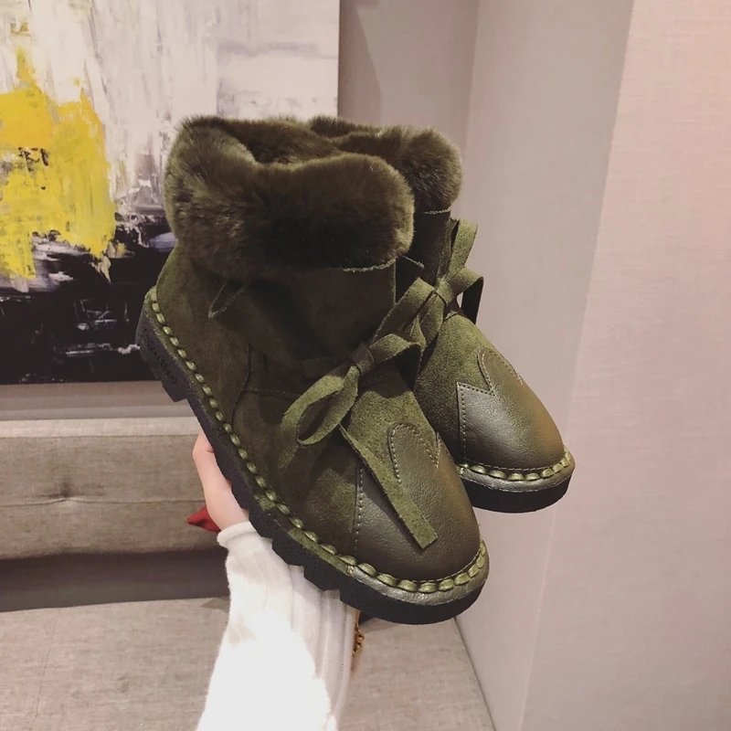 2018 winter new snow boots Korean sexy suede bowknot boots platform