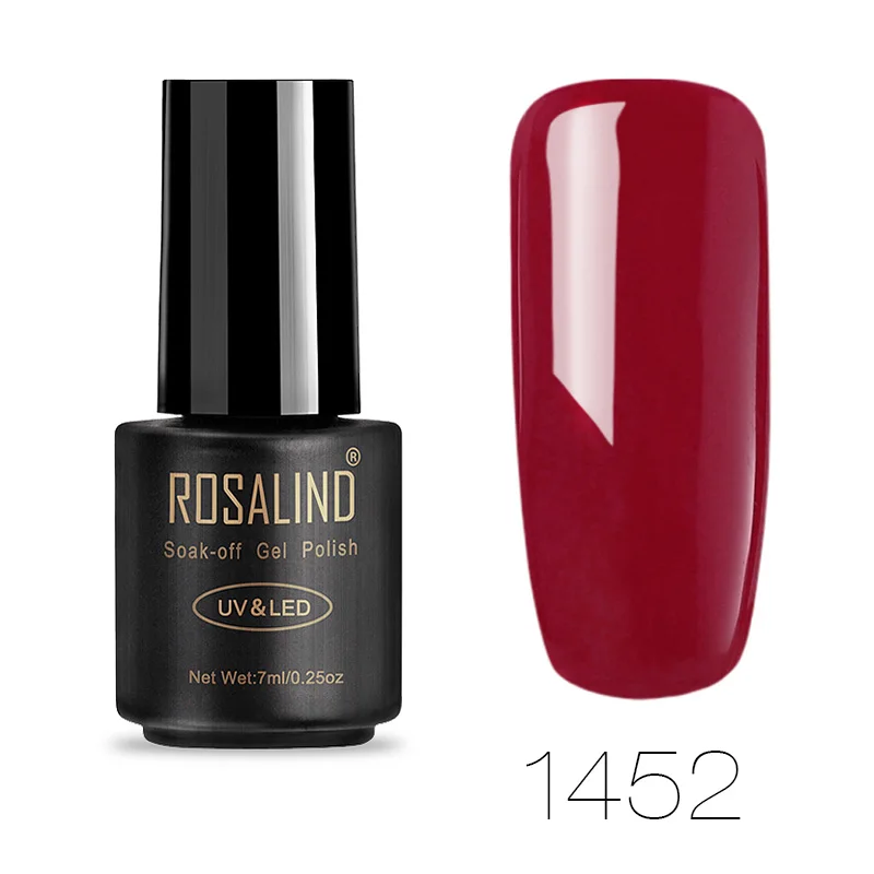 ROSALIND, 7 мл, гель, замачиваемый, классический цвет, Гель-лак, необходим для УФ-лампы, без запаха, Полупостоянный лак, дизайн для маникюра, красоты - Цвет: 1452