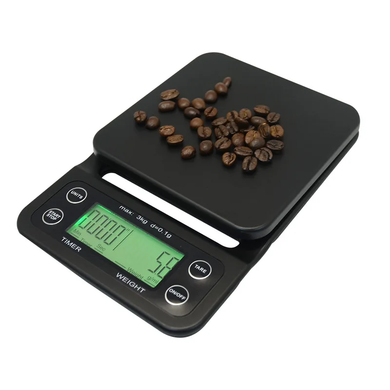Мини капельного цифровые весы со временем 0.1g-3kgs electrinoic кухонные весы выпечки Таблица взвешивания кофе, для Кофеварка капельная