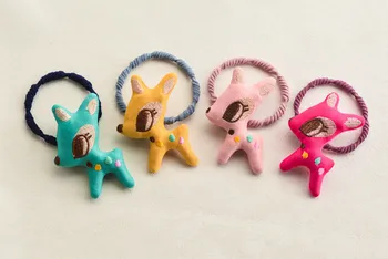 

Boutique 20pcs Fashion Cute Sika Deer Hair Ties Solid Animal Deer Elastic Hair Bands Princess Headwear Hair Accessories