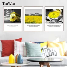 TAAWAA Motivational Poster and Prints Landscape Nordic Wall Art Canvas Painting Yellow Black  Picture for Living Room Home Decor