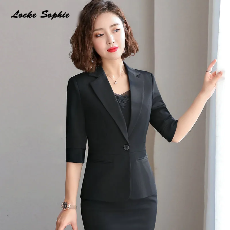 1pcs Women Plus size Blazers coats 2019 Summer cotton blend Single button Small Suits jackets ladies Skinny Blazers Suits coats