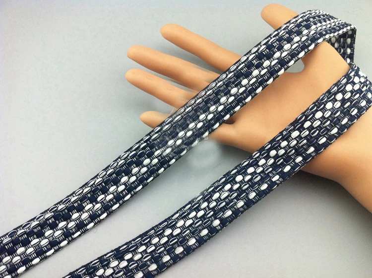 

5 yard 2.5cm 0.98" wide blue ivory check cotton tapes lace trim ribbon ML64P726