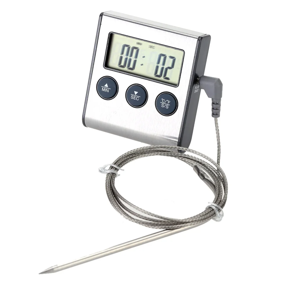 Digital Cooking Thermometer with Probe Timer Timing and Alarm Function