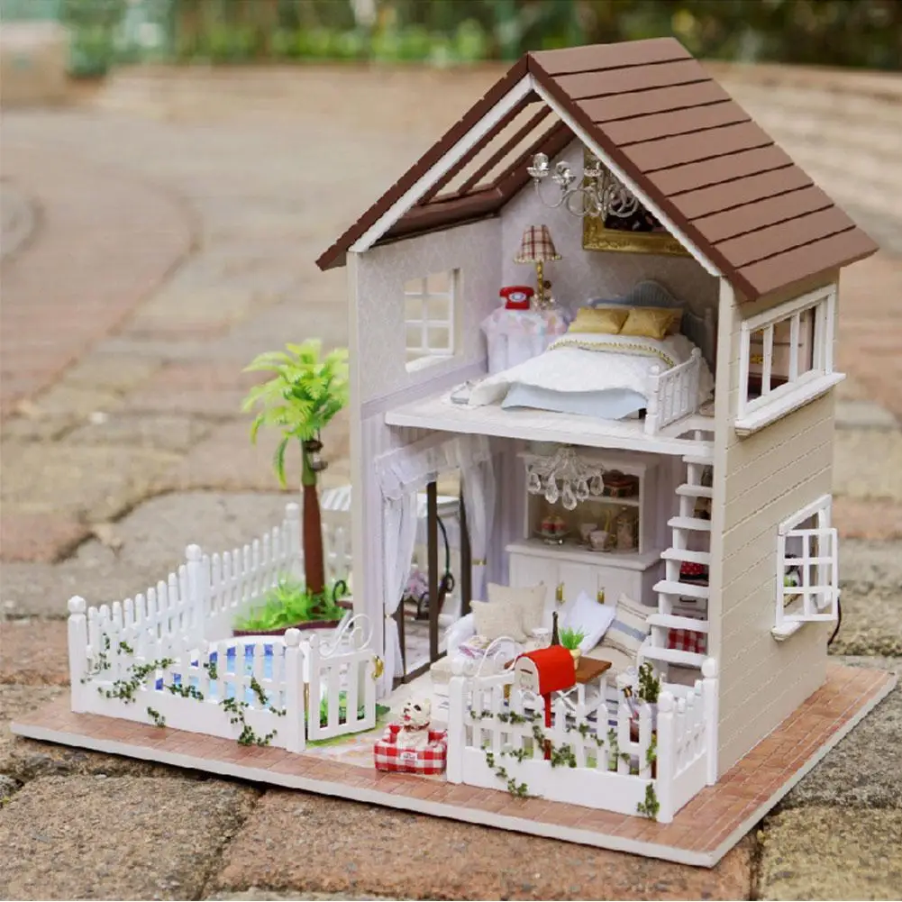 DIY Model Doll House Miniature With Led Light Doll House Furniture Kit for Children The Best Birthday Gift