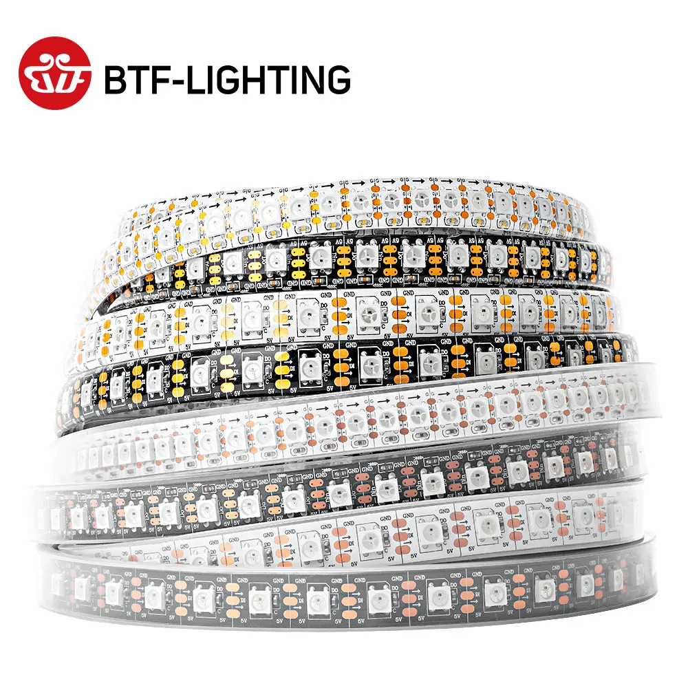 cheap WS2812B RGB Led Strip 1m 2m 4m 5m 30 60 74 96 100 144 leds m 5V Pixels Addressable Individual Dream Magic Color Black White PCB