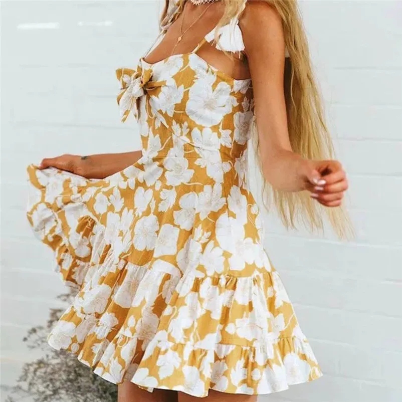 Fashion summer dress 2018 Beach dress Women Ladies Floral Printing Sleeveless Mini Dress Casual Dress vestido robe J12#N (8)