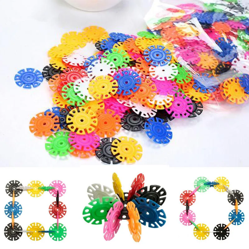 

800pcs/lot Colored Snowflake Plastic Blocks Spelling Children's Puzzle Interconnecting Blocks Toys Intelligence Toys LYQ