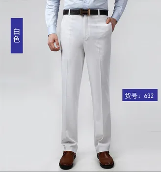 

2020 spring new men's linen trousers thin section breathable business pants straight high waist free hot men's trousers