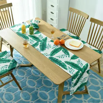 

Green Leaf Pattern Table Runners Modern Family Table Runner Wedding Boho Table Decoration Accessories Home Tablecloth Tafelloper