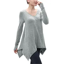 Модные осенние Асимметричные женские свободные футболки с длинными рукавами, повседневные футболки для выпускного вечера, топы AM003