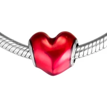 Подходит Пандора шармы браслеты стерлингового серебра 925 ювелирные изделия в моей бусины в форме сердца с фиолетовой эмалью