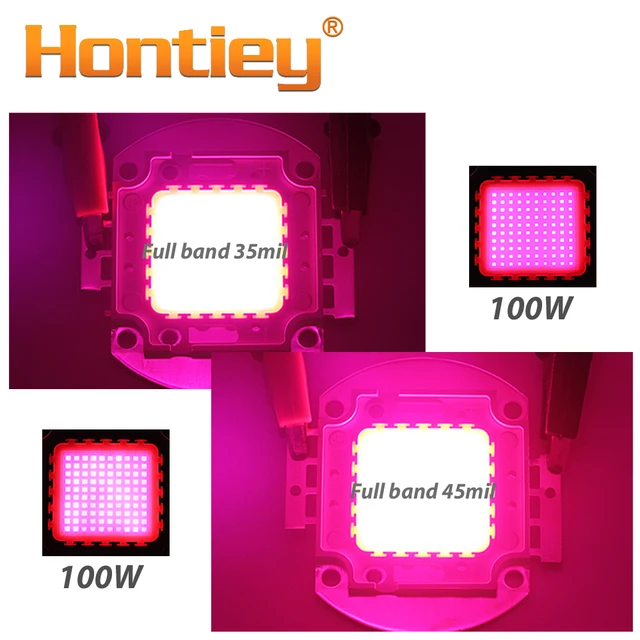 Hontiey High power LED Chip Matrix 10W 20W 30W 50W 100W Growth light Full Spectrum 380Nm-840Nm Integrated Plant Growing Lamp DIY