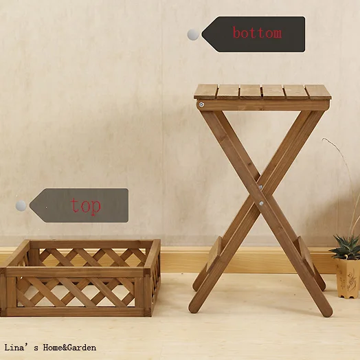 Knock Down Side Table Creative Vintage Farm Fir Wood Tray Top Table (4)