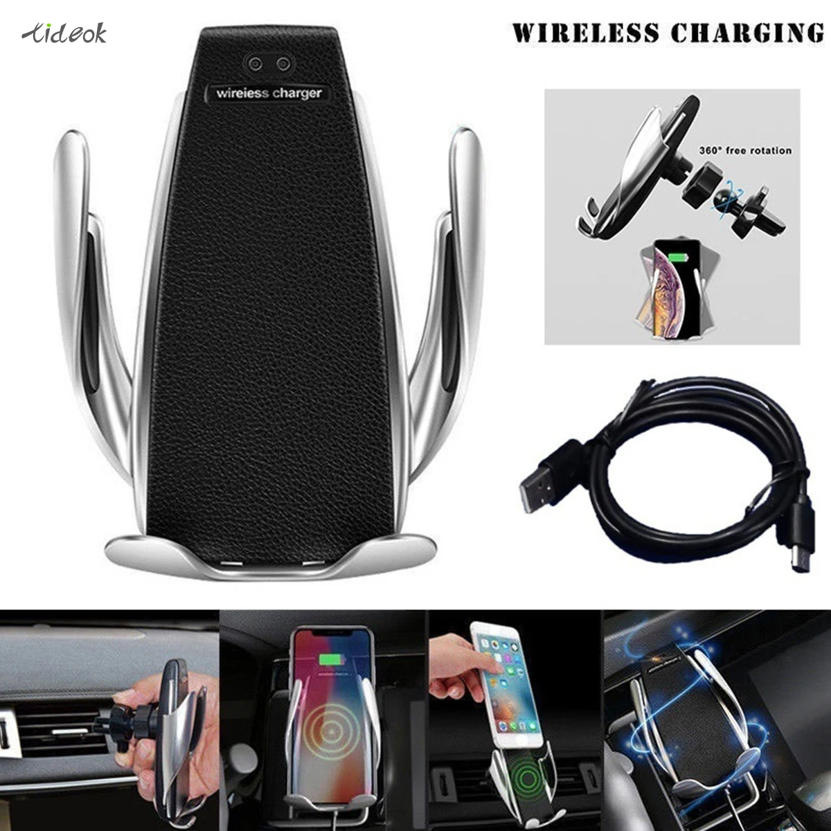 

Wireless charging Car Charger IR Automatic 360° Rotate car phone holder Air Vent Suction Phone Mount Bracket For iphone Android