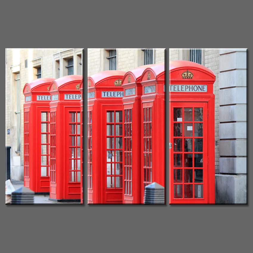 3 Piece Modern Home Decor Wall Painting London Red Phone Booth Art 3 Piece Modern Home Decor Wall Painting London Red Phone Booth Art Print On Canvas Pictures For Living Room No Framd In Calligraphy From