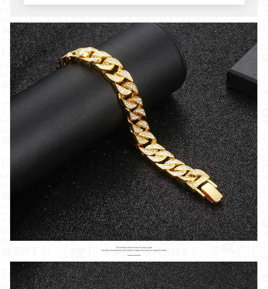 Майами кубинский браслет-цепочка для Для мужчин золото льдом в стиле «хип-хоп» Для мужчин браслет мужской ювелирные изделия дропшиппинг 13,5/14/15 мм GB452