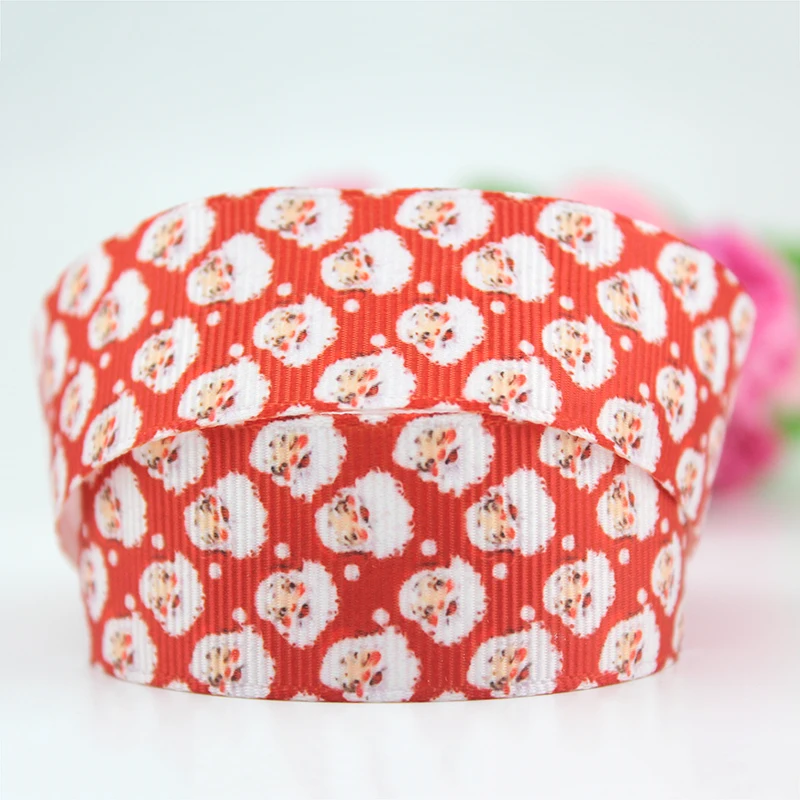 

NEW 25mm red christmas Santa Claus printed grosgrain polyester ribbon christmas wedding decoration gift wrap ribbons