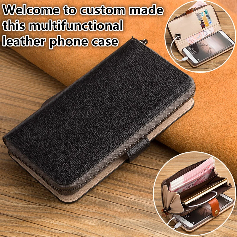 

ZD14 Genuine leahther multifunctional phone bag for Oneplus 6(6.28') flip case for Oneplus 6 phone case free shipping