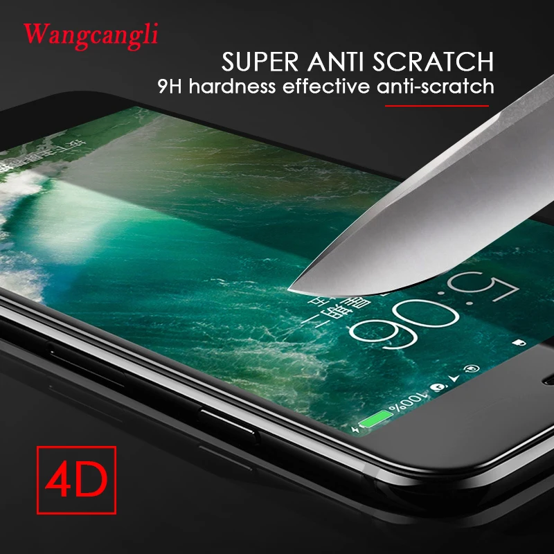 

4D Curved Edge Full Cover Screen Protector on the For iPhone 6 7 6S Plus New Tempered Glass For iPhone 8 Plus X 10 Toughened Fil